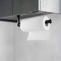 new Paper Towel Holder,Under Cabinet Paper Towel Holder Optional Perforated or self-Adhesive,Paper Towel Holder Wall Mount for Kitchen,Sturdy and Dur