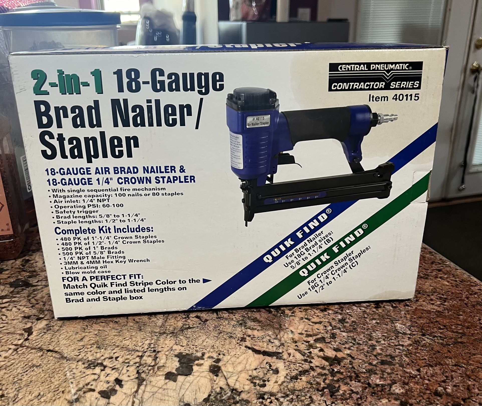 2-in-1 Pneumatic Air Stapler/Nailer 18-Gauge