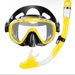 Adults Adjustable Snorkeling Set for Scuba Diving Swimming Training Kit Yellow