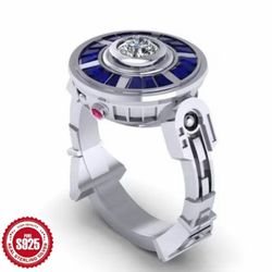 New! 925 Sterling Silver Robot Droid Ring w Box Size 9