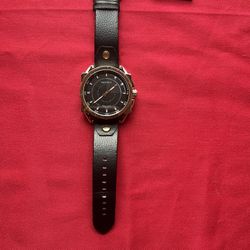 Emporio Black Leather Band Watch Made In Italia 