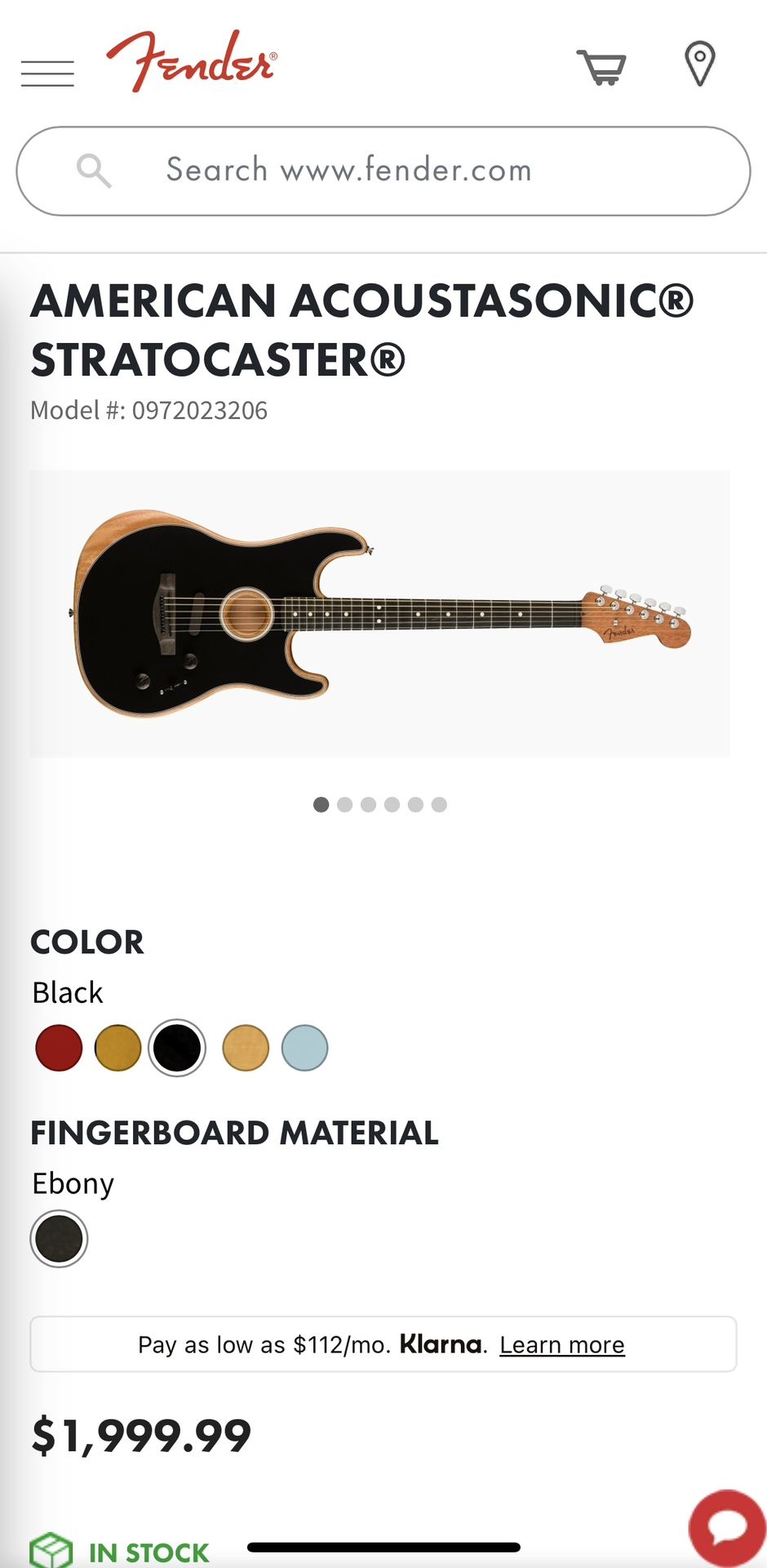 Fender American Acoustasonic Stratocaster Acoustic-electric Guitar - Black