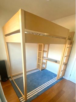 West Elm Loft Bed with Desk and Bookshelf - Full Size - Excellent Condition