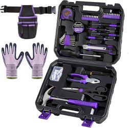 General Household Tool Set - Purple Hand Tool Kit Open Box New
