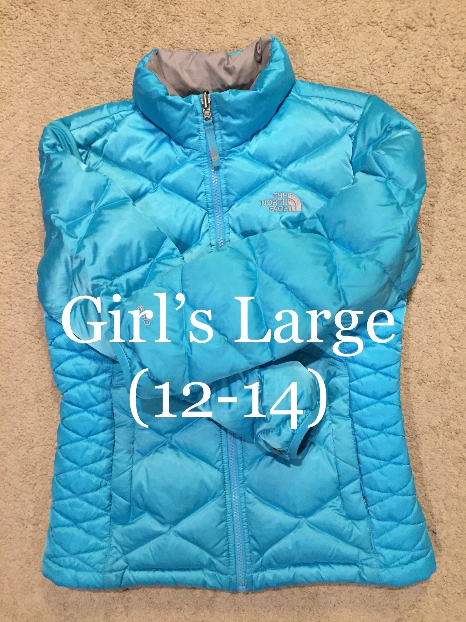 NOTH FACE / WARM “550 Down” Thick Insulated Puffy Coat Jacket / Girls Large (12-14) L / Retails $160+Tax / Like New w/o Tags!! / Sapphire Blue
