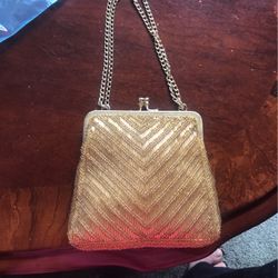 Vintage Beaded Gold Dress Purse