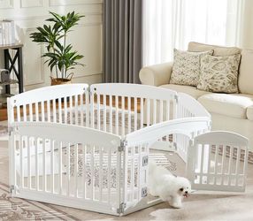 White Foldable Pet Playpen with Door