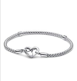 Pandora Sterling Silver Studded Chain Bracelet size 6.25in