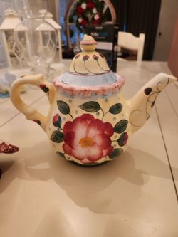 Floral hand painted teapot