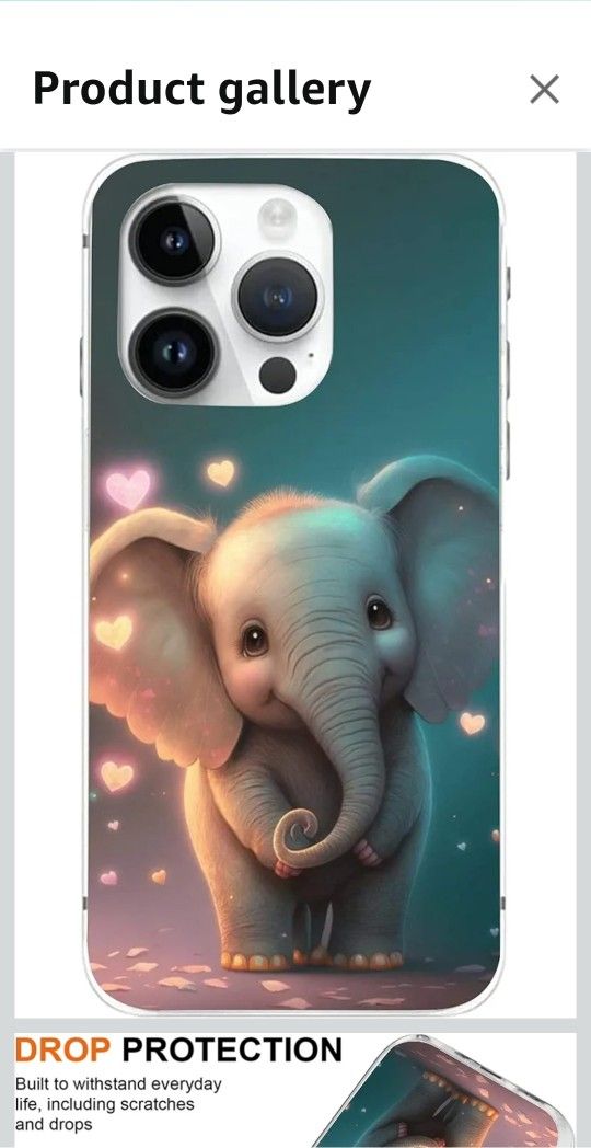 NINGPIYAYA Compatible with iPhone 13 Pro Max Case - Cute Whimsical Baby Elephant Cute Animal Design Case Soft TPU Slim Protective Case Gift for Women,