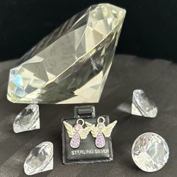 Angel Earrings with Lilac Crystal – .925 Silver