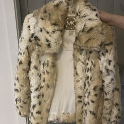 Michael Kors Leopard Fur Bomber Jacket Coat XS