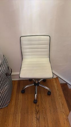 Desk Modern Office Chair, PU Leather, White