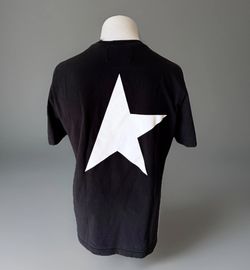 Golden Goose Men's black T-shirt with contrasting white logo and star XS