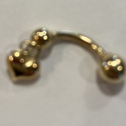 14K Yellow Gold Puffed Heart Belly Ring