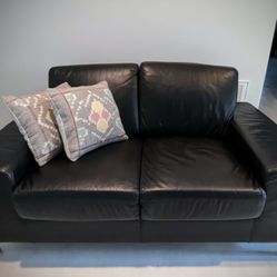 Italian Leather Small Sofa And Accent Chair 