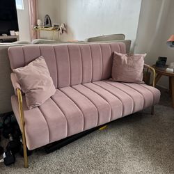 Velvet Loveseat Couch w/ Pillows