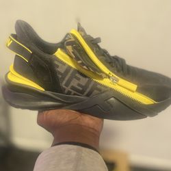 Fendi Flow Sneakers Black Yellow Men’s Size 12 