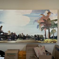LARGE Canvas Wall Art — 96” x 54” — Watercolor Park Scene