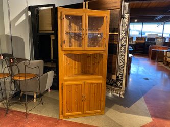 Rustic Pine Corner Cupboard