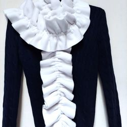 Extra Long Anti Pill Ruffle White Scarf