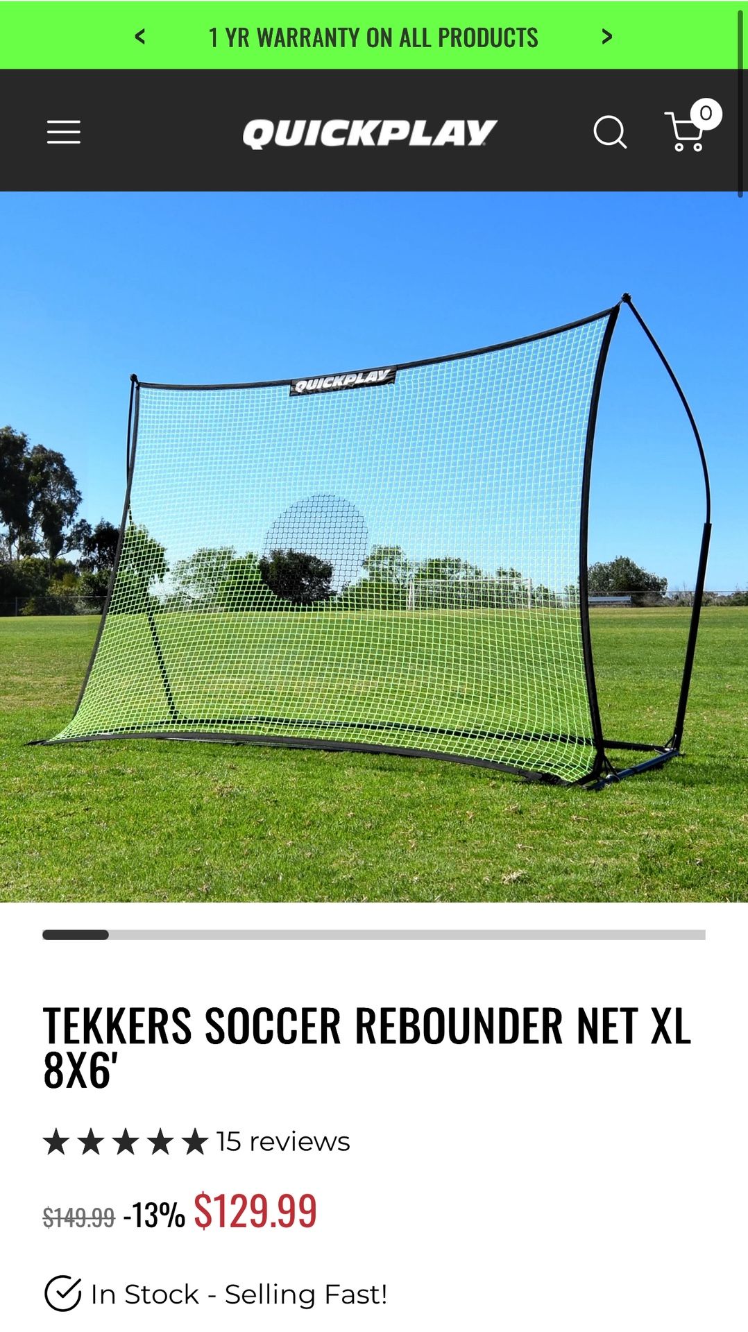 BRAND NEW (IN BOX )TEKKERS QUICK-PLAY SOCCER NET XL 8x6