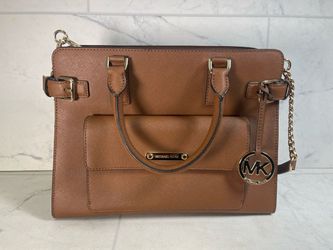 Michael Kors New Georgia Medium Leather Crossbody Handbag Brown 12x9x5 (A1D008209)