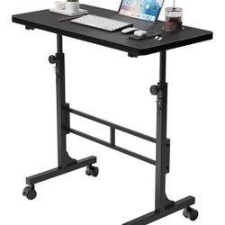 Small Adjustable Height Rolling Desk-black