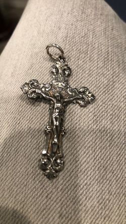 Antique sterling silver scroll work Cross