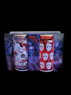 Friday The 13th 16oz Glass Tumbler Set w/ Glass Straws