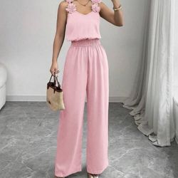 SHEIN Pink Floral Jumpsuit 