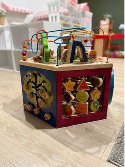 B. Toys Wooden Activity Cube - Educational Fine Motor Skills Play Center For Babies & Toddlers