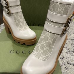 New!Gucci Kensington Double Buckle Boots 7.5