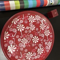Wrapping Papers (4 Rolls) + Holiday Serving Tray + Candle 