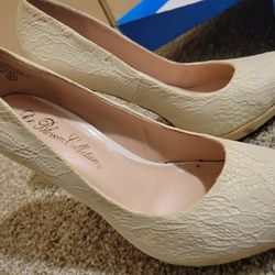 White Lace Heels