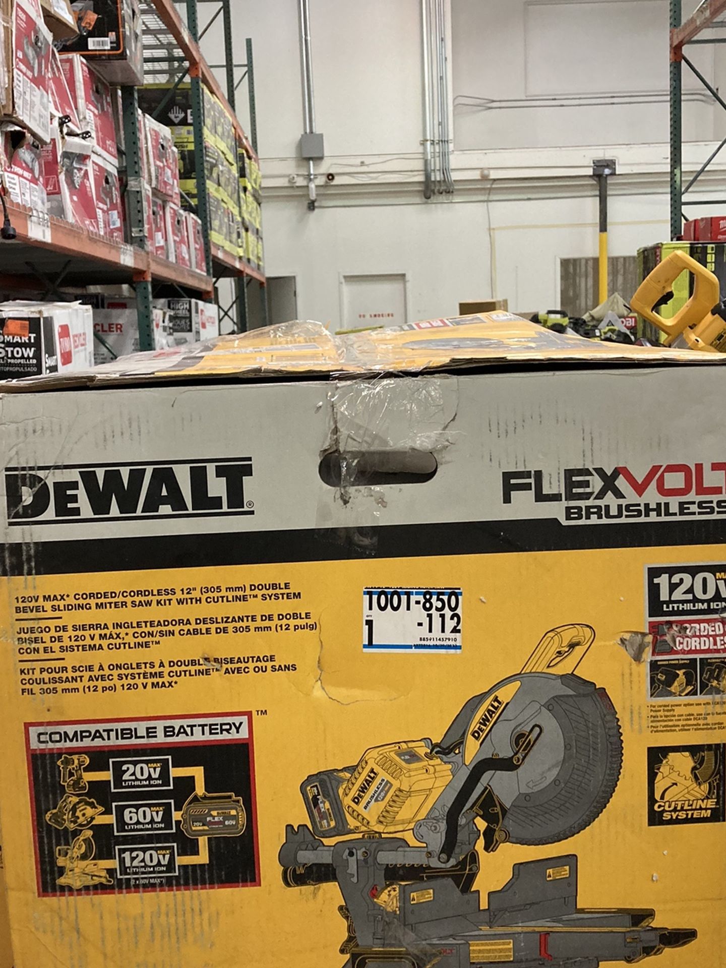 DEWALT FLEXVOLT 120-Volt MAX Cordless Brushless 12 in. Miter Saw with AC Adapter with (2) FLEXVOLT 6.0Ah Batteries