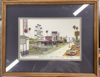 Vintage Ted Crane Signed Print - Balboa Fun Zone Newport Beach (Framed #114/500)