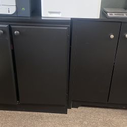 2 Black Storage Cabinets 