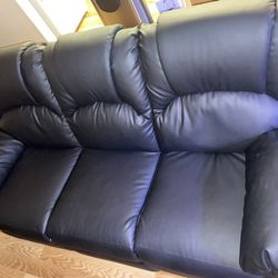 Reclining Black Leather Couch
