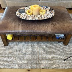 Leather Ottoman/ Coffee Table 