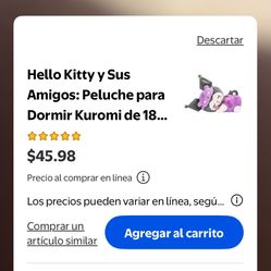 Hello Kitty y Sus Amigos: Peluche para Dormir Kuromi de 18...