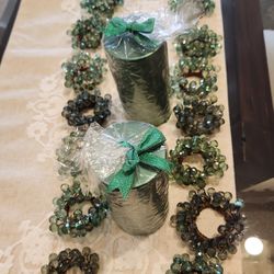 Christmas Hostess Gift:Candles + Napkin Rings