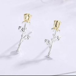 925 Sterling Silver Rose Tiny Small Studs Earrings Gift