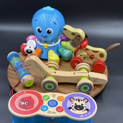HAPE BABY EINSTEIN toy Lot Bundle 5 Toys Montessori Leaning Development Interactive Smart Wooden Play