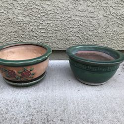 2 vintage Asian bonsai pots