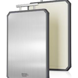 Double Sided Meat Cutting Board, Stainless Steel/Wheat straw pp Cutting Board for meat, Dishwasher Safe, Juice Groove, 15 x 11 Inch.