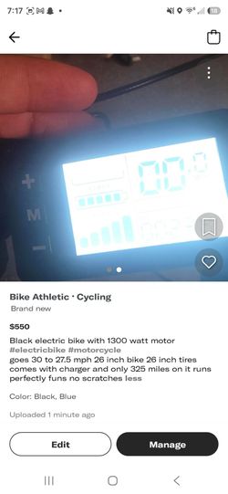 Ebike blue black and white 26 inch