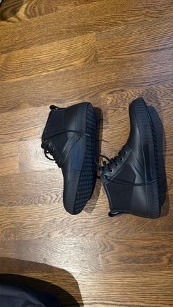 Black High-Top Lace-Up Rain Boots