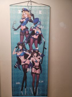 Anime Wall scroll Poster Police ver. - Mercy - D.VA - Rem - Ahri - Leauge of legends - Overwatch - re:Zero