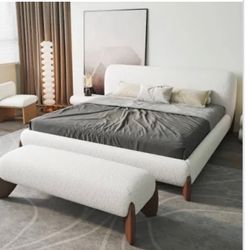 Queen Modern White Bed Frame Brand New 
